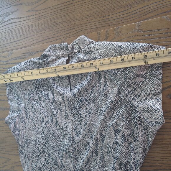 Vintage Steppin Out Metallic Snake Print Ruched Midi Dress Flutter Cap Sleeves M - Picture 16 of 16